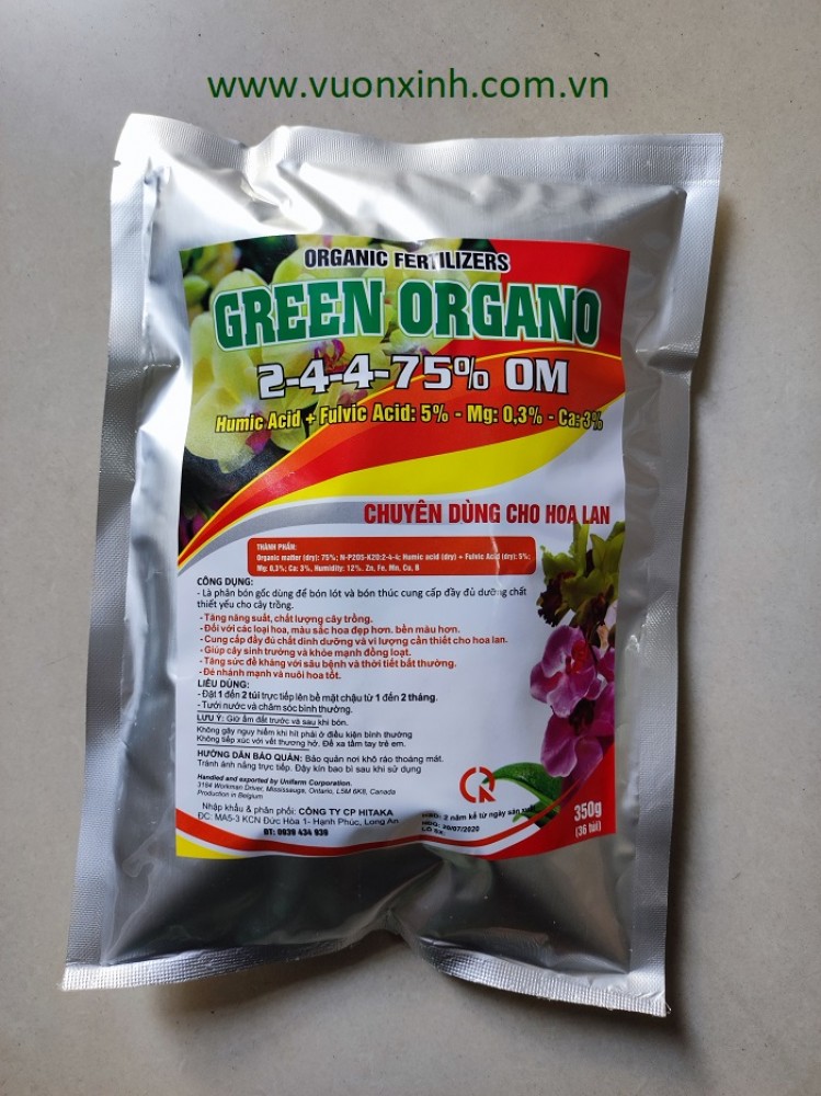 Phân bón GREEN ORGANO 2-4-4-75% OM chuyên dùng cho hoa lan