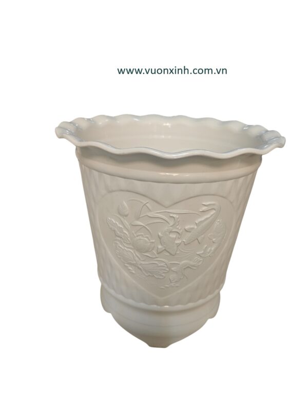 Chậu 4 chân Cá Sen 31x31 Trắng