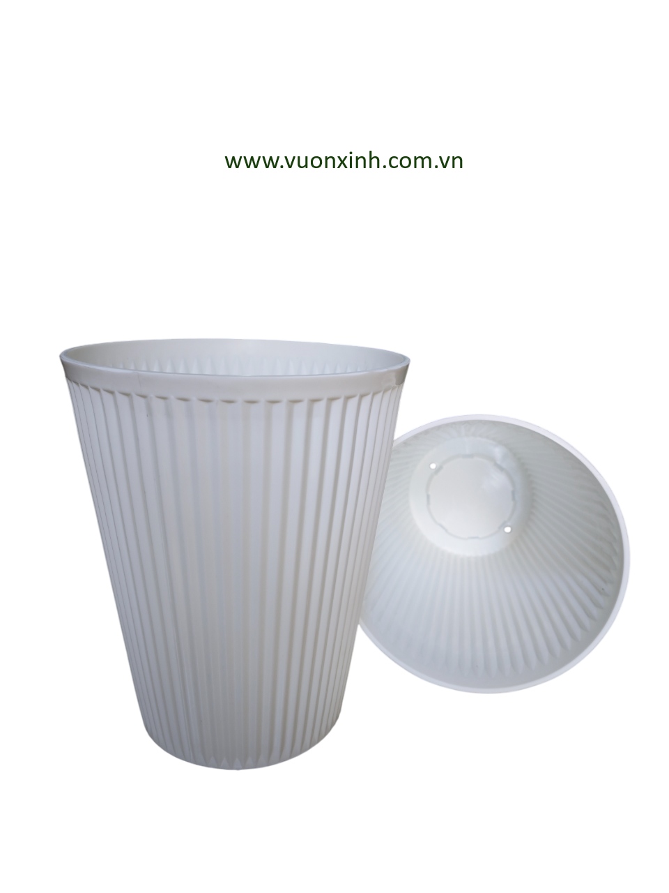 Chậu tròn sọc 22 Trắng