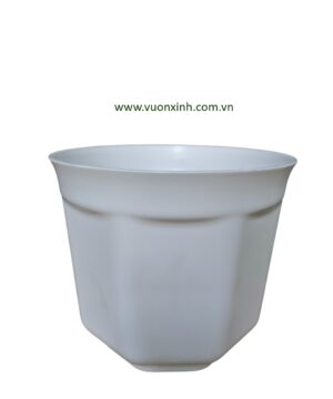 Chậu bát giác miệng tròn 18x16 Trắng