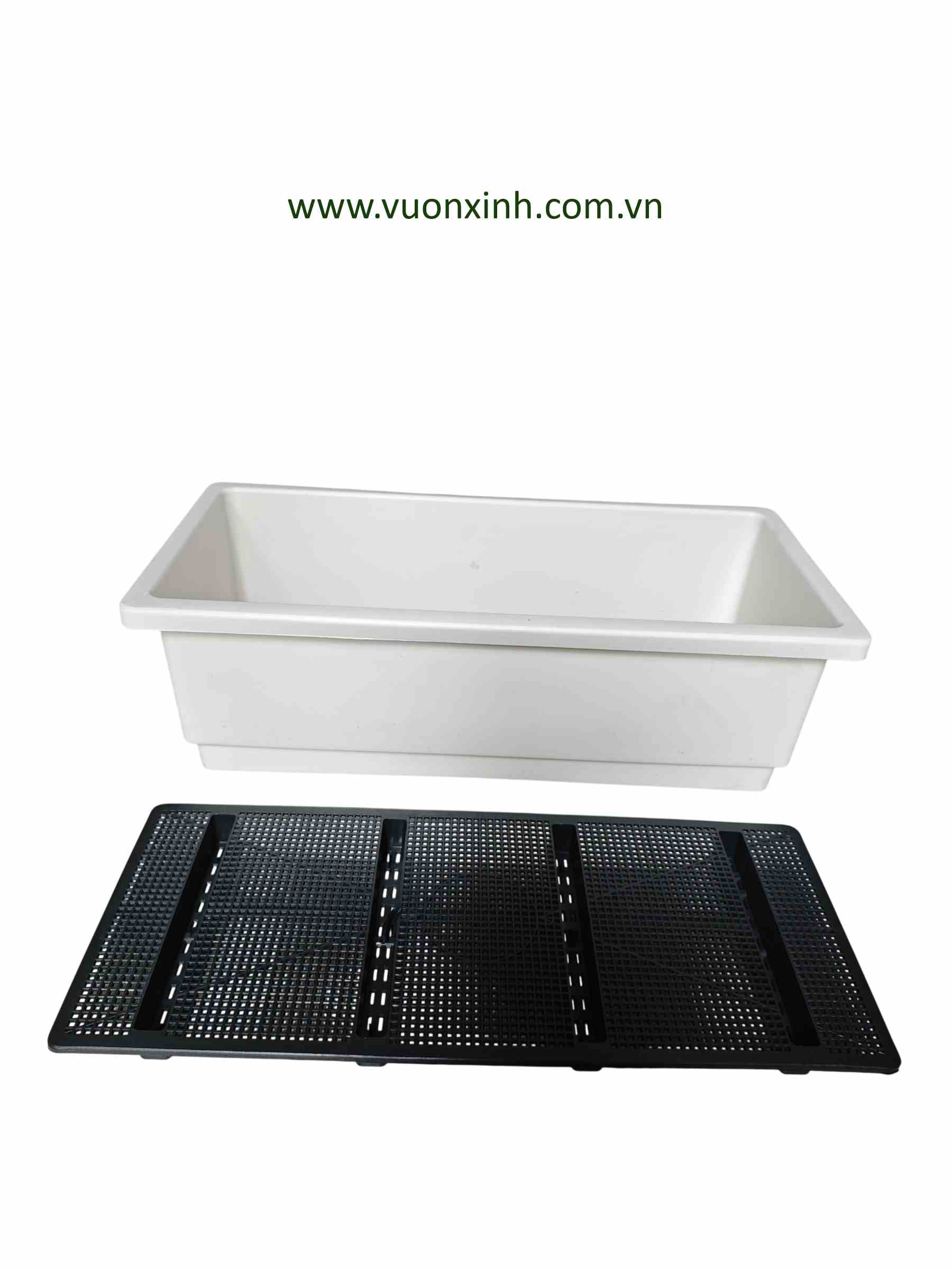 Chậu dài trắng 64.5x31x20 - Ảnh 2