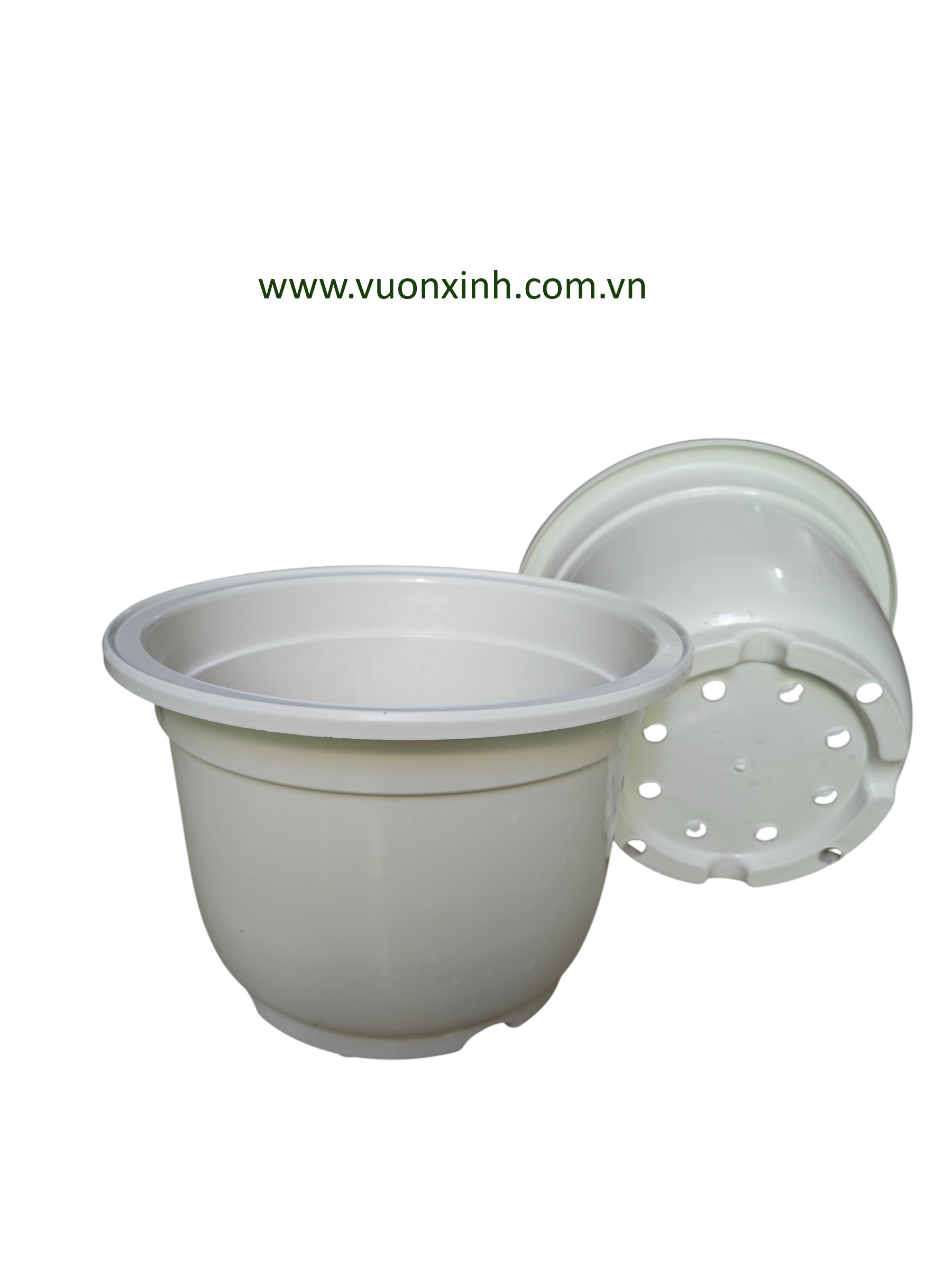 Chậu tròn cứng TK 32x21 Trắng - Ảnh 2