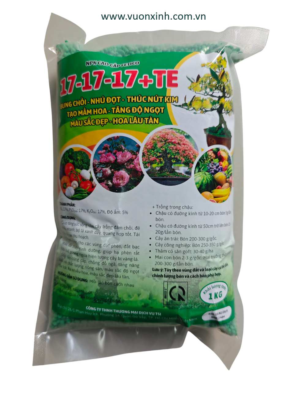 PHÂN NPK 17-17-17+TE GÓI 1KG