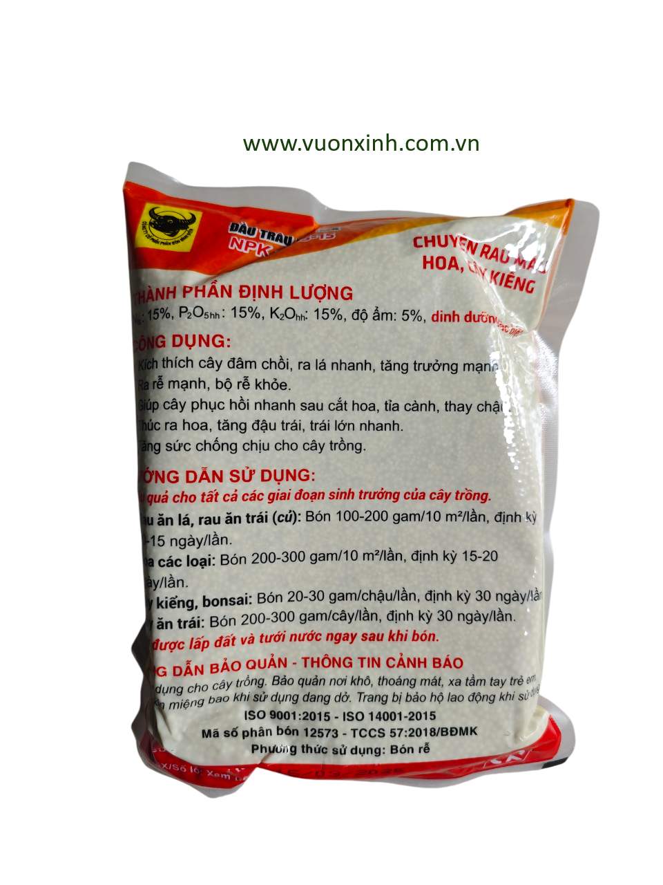 NPK Đầu Trâu 15-15-15 Gói 1KG - Ảnh 2