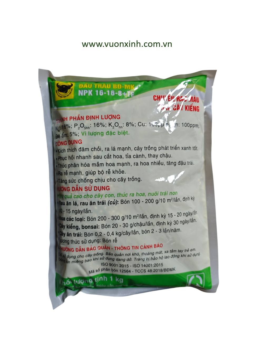 NPK Đầu Trâu 16-16-8+TE Gói 1KG - Ảnh 2