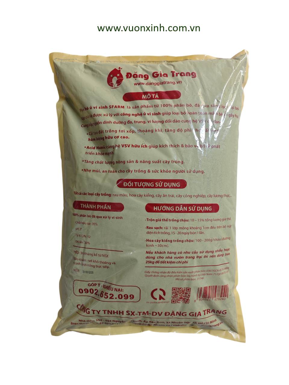 Phân bò hữu cơ vi sinh SFARM 5KG - Ảnh 2