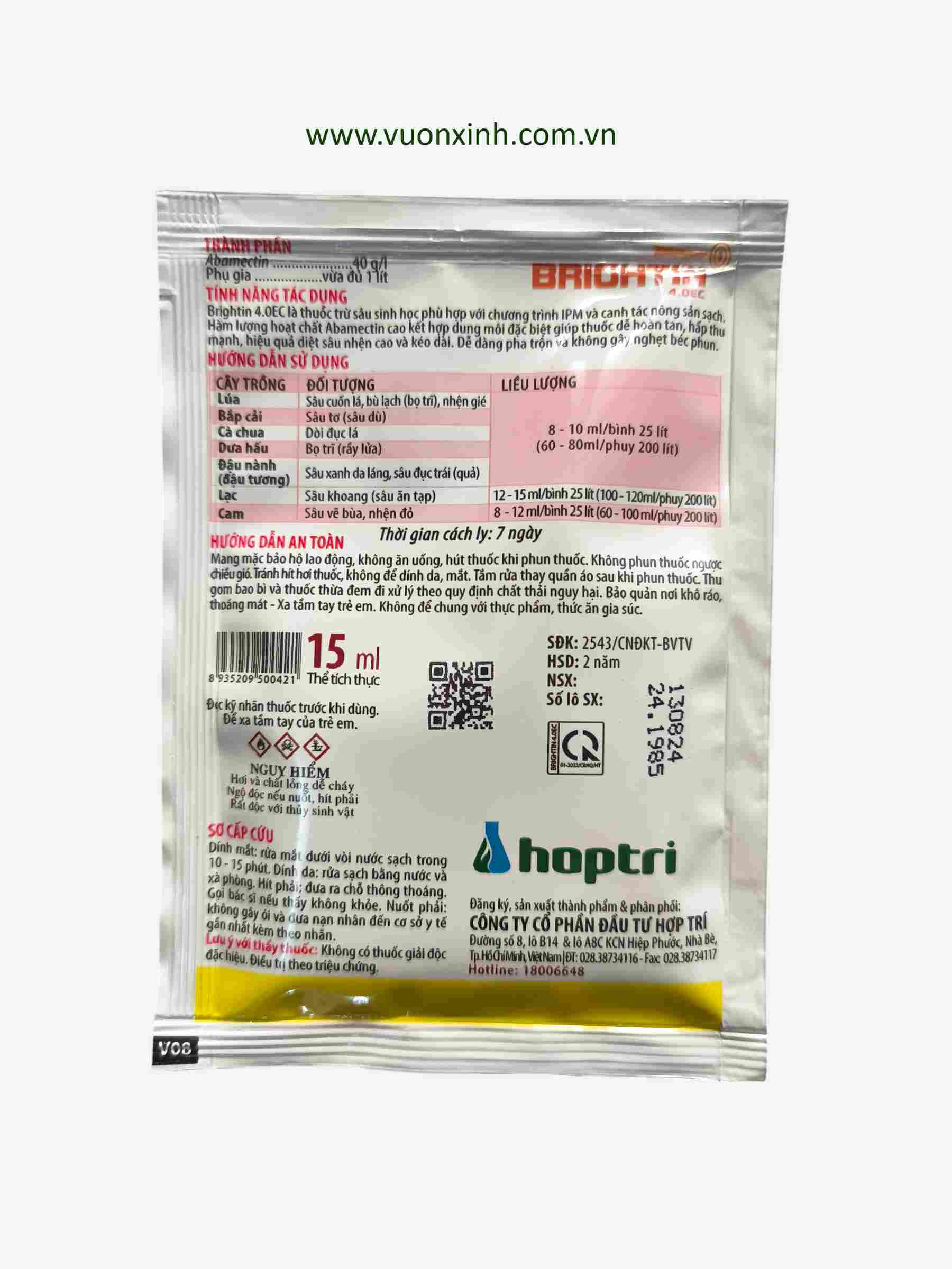 Thuốc trừ sâu sinh học Brightin 4.0EC gói 15ml - Ảnh 3