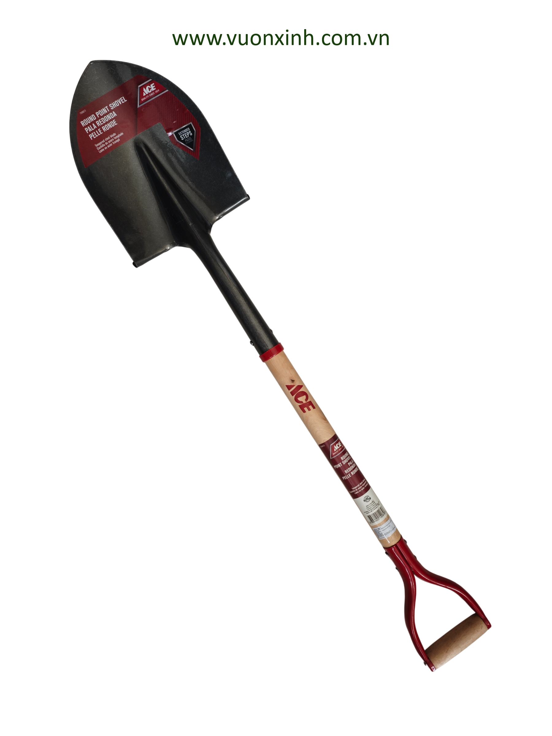XẺNG XÚC ĐẤT CÁN GỖ LƯỠI CONG BẦU ACE