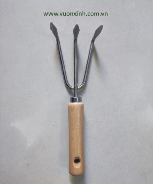 Cào Xới đất INOX cán gỗ cao cấp