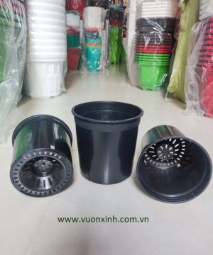 Chậu nhựa cứng tròn 20x20 Đen