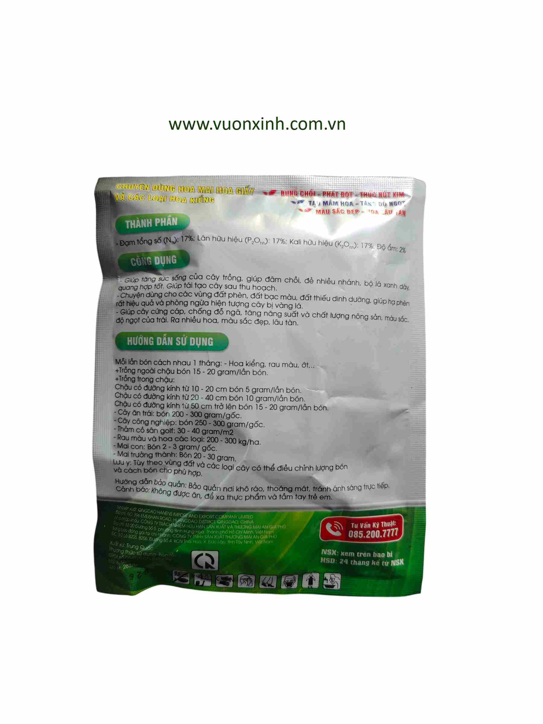 PHÂN NPK 17-17-17+TE GÓI 200gr - Ảnh 2