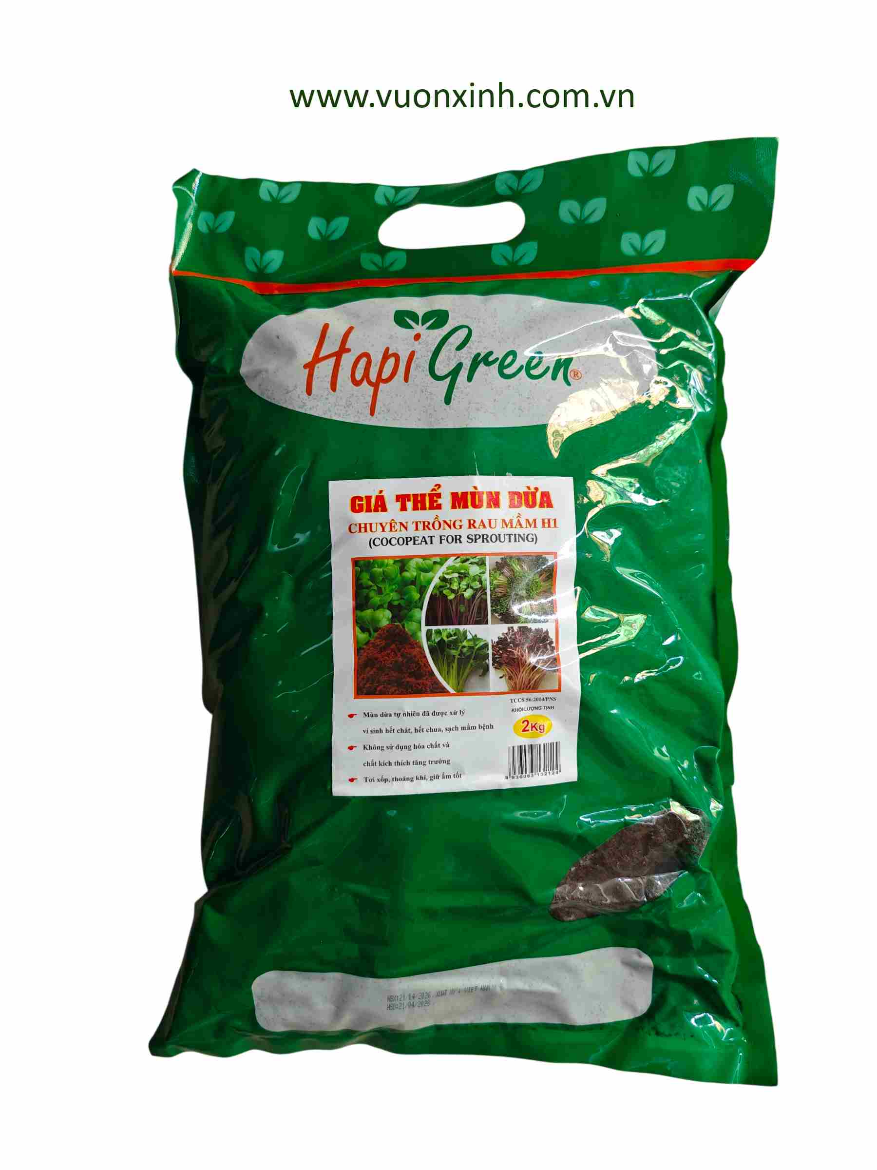 Giá Thể Mùn Dừa Trồng Rau Mầm Hapi Green 2kg