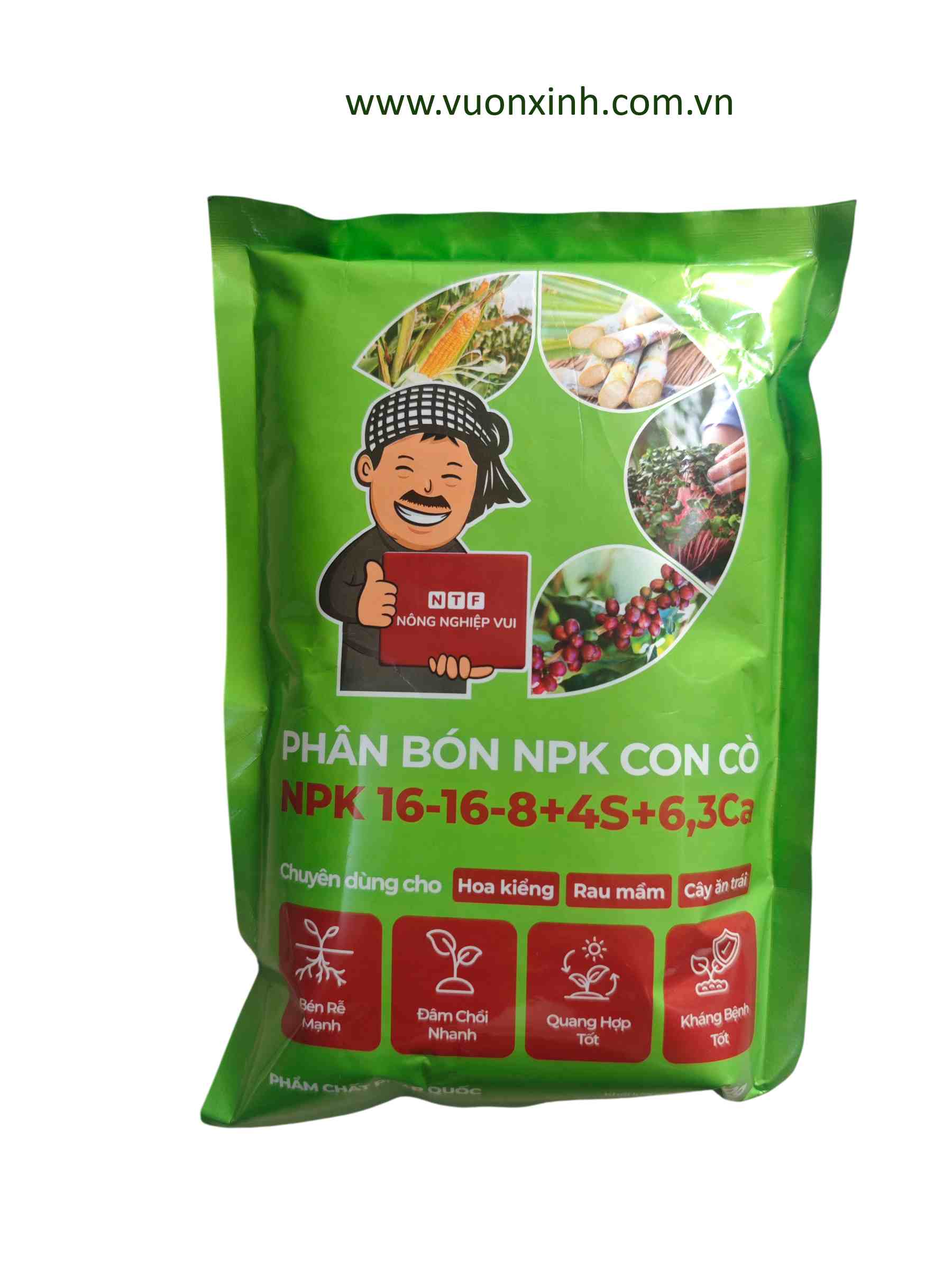 NPK CON CÒ 16-16-8+4S+6,3Ca GÓI 500Gr
