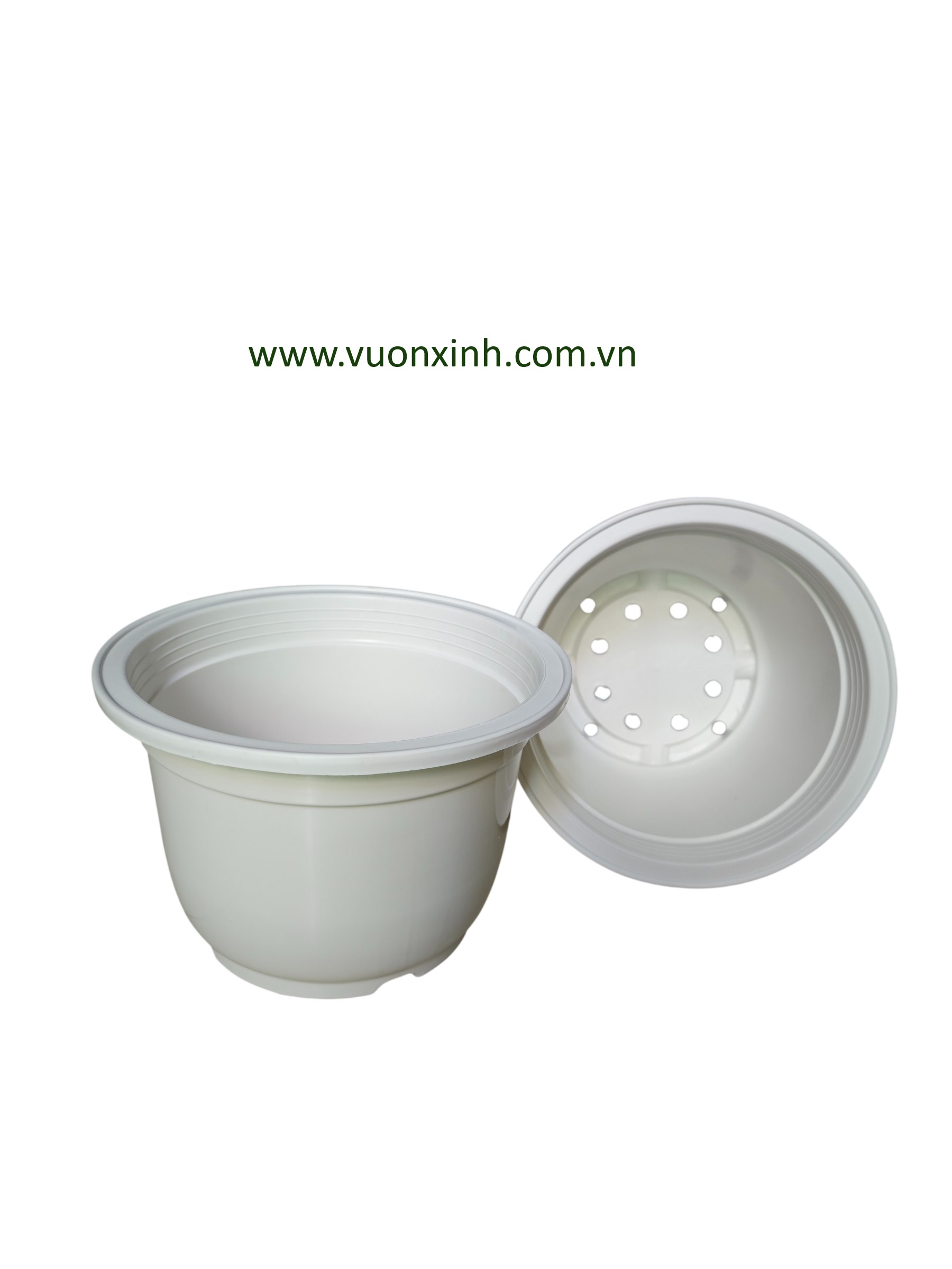 Chậu tròn cứng TK 28x19 Trắng - Ảnh 2