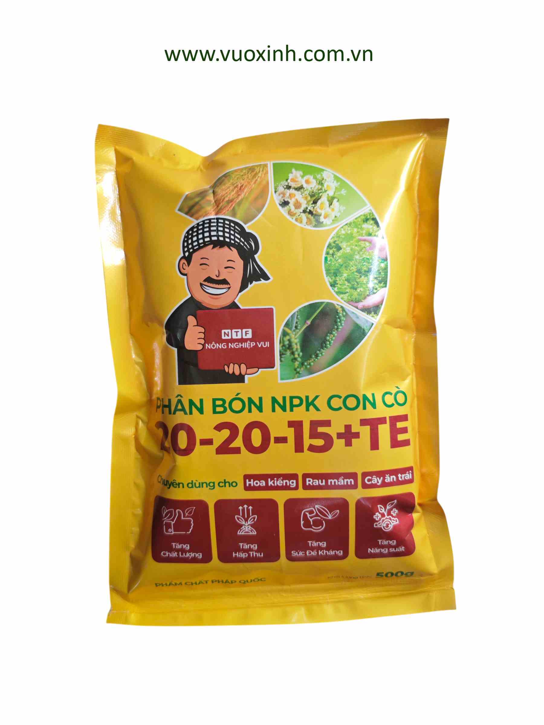 NPK CON CÒ 20-20-15+TE GÓI 500gr